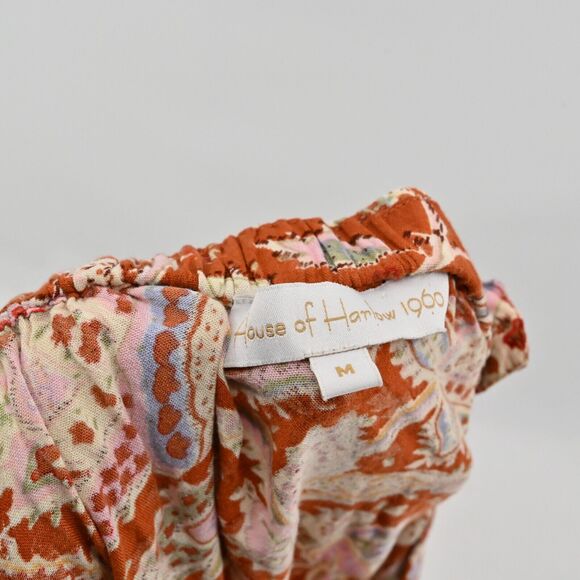 HOUSE OF HARLOW Dress‎ Womens Sz M Rust Floral Print Flutter Sleeve Midi Paisley - Picture 9 of 13